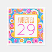 フォーエバー29ハッピーバースデーアカラフルートANY AGE スタンダードカクテルナプキン (正面)
