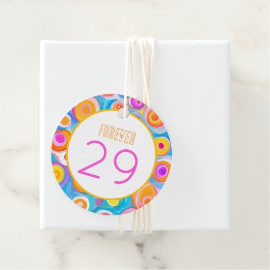 フォーエバー29誕生日抽象芸術アートカラフルおもしろい フェイバータグ (インサイチュ)