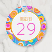 フォーエバー29誕生日抽象芸術アートカラフルおもしろい フェイバータグ (正面)