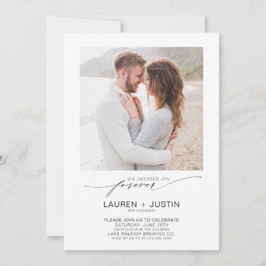フォーエバー4フォトモダン婚約パーティに決定 招待状 (正面)
