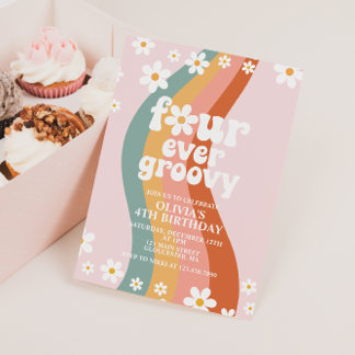フォーエバー・グルービーなダイシーレインボー４歳の誕生日 招待状