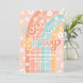 フォーエバー グルービー レインボー デイジー 4歳の誕生日パーティー 招待状 (スタンド正面)