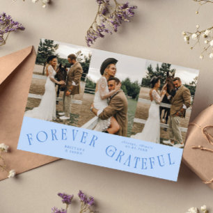 フォーエバー・グレートフル アイスブルーの結婚式マルチフォト サンキューカード