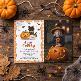 フォーエバー・スパイキー・ハロウィン4歳の誕生日招待状 招待状
