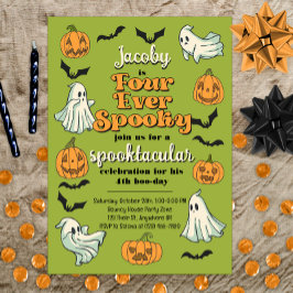 フォーエバー スプーキィ ゴースト ハロウィン オータム 4歳 誕生日 招待状