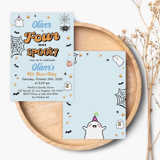 フォーエバー スプーキーハロウィン ボーイ 4歳 誕生日 招待状
