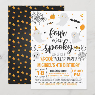 フォーエバー スプーキーバースデー インビテーション - ブラック/オレンジ