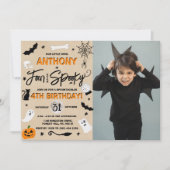 フォーエバー スプーキ！ ハロウィン4歳誕生日写真 招待状 (正面)