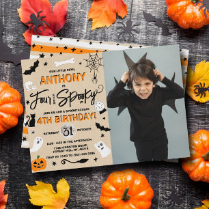 フォーエバー スプーキ! ハロウィン4歳誕生日写真 招待状