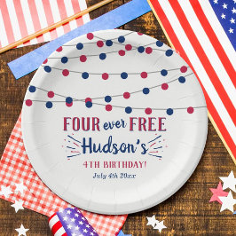 フォーエバー・フリー!7月4日 アメリカ独立記念日 4歳の誕生日パーティー ペーパープレート