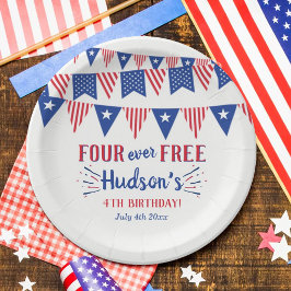 フォーエバー・フリー!7月4日 アメリカ独立記念日 4歳の誕生日パーティー ペーパープレート