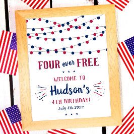 フォーエバー・フリー!7月4日 アメリカ独立記念日 4歳の誕生日パーティー ポスター