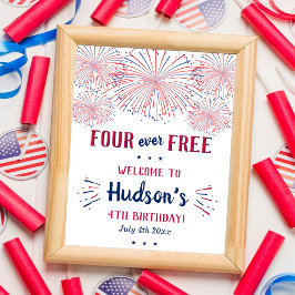 フォーエバー・フリー!7月4日 アメリカ独立記念日 4歳の誕生日パーティー ポスター