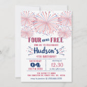 フォーエバー・フリー!7月4日 アメリカ独立記念日 4歳の誕生日パーティー 招待状 (正面)