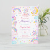 フォーエバー マジカル ユニコーン レインボー 4歳の誕生日 招待状 (スタンド正面)