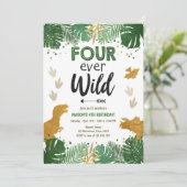 フォーエバー ワイルド ディノ ボーイ ゴールド 恐竜 誕生日 招待状 (スタンド正面)