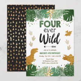 フォーエバー ワイルド ディノ ボーイ ゴールド 恐竜 誕生日 招待状