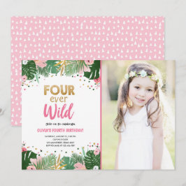 フォーエバー ワイルド トロピカル サファリ ガール バースデー 招待状