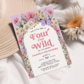 フォーエバー ワイルド バタフライ ワイルドフラワー 4歳の誕生日 招待状