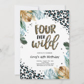 フォーエバー ワイルド ボーイ ジャングル レパード プリント バースデー 招待状 (正面)