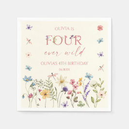 フォーエバー ワイルド ワイルドフラワー 4歳の誕生日パーティー スタンダードカクテルナプキン