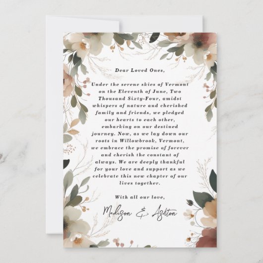 フォーエバー&常時コテージコアフォトオーバーレイ結婚ズ 案内状 (裏面)