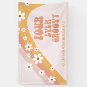 フォーエバーGroovyレトロデイジー4thバースデーバナー 横断幕 (縦)