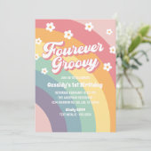 フォーエバーGroovy 70sレインボーデイジー4th誕生日 招待状 (スタンド正面)