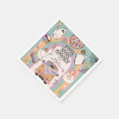 フォーエバ不気味レトロおもしろい4th誕生日パーティー スタンダードカクテルナプキン (角)