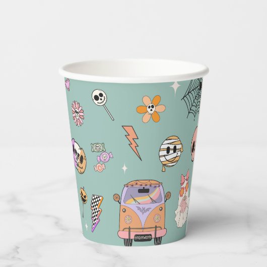 フォーエバ不気味レトロハロウィーン4歳の誕生日 紙コップ (裏面)