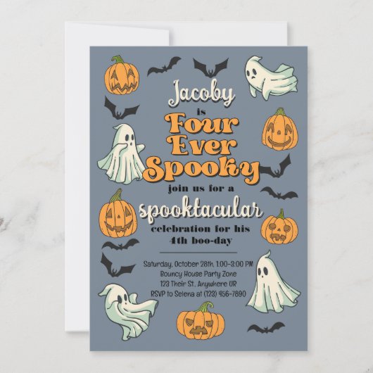 フォーエバ不気味幽霊ハロウィーン秋4th誕生日 招待状 (正面)