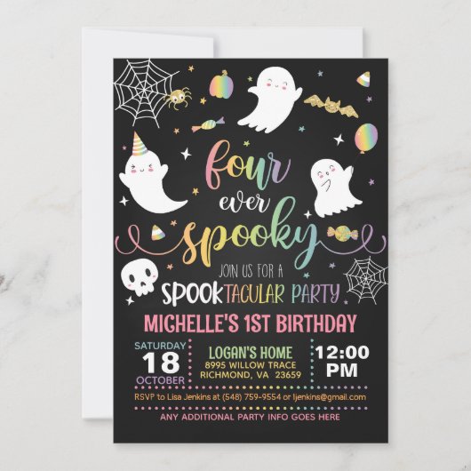 フォーエバ不気味招待状 – ガール(Blk/Pastel) 招待状 (正面)