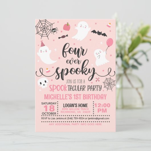 フォーエバ不気味誕生日招待状 – 少女(ピンク) 招待状 (スタンド正面)