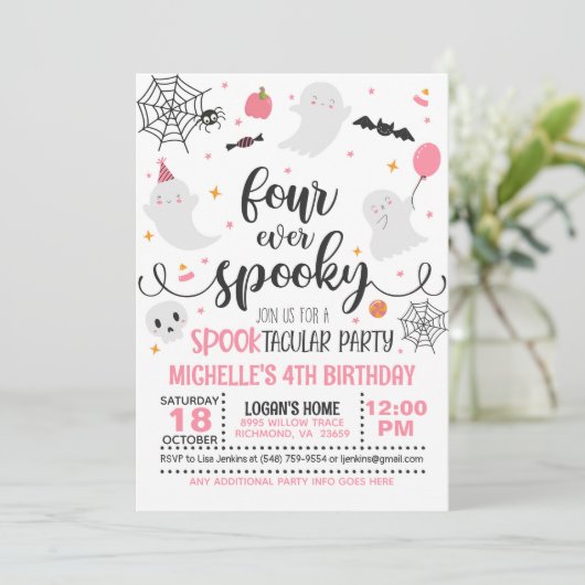 フォーエバ不気味誕生日招待状 – 少女(Wh/P) 招待状 (スタンド正面)