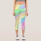フォーカシングイエローブルーレッド抽象芸術アートパステル カプリレギンス (正面)