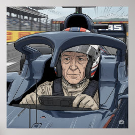 フォーカスしたレースカードライバー ポスター