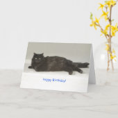 フォーカスによる黒猫誕生日カード カード (黄色い花)