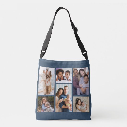 フォーカスの瞬間：カスタマイズ可能な6枚のフォトコラージュ クロスボディバッグ (裏面)