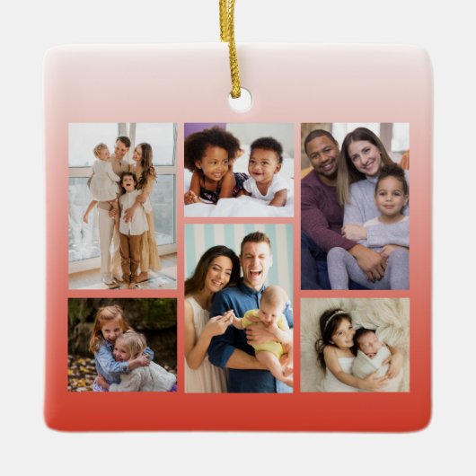 フォーカスの瞬間：カスタマイズ可能な6枚のフォトコラージュ セラミックオーナメント (正面)