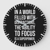 フォーカスは超大国 – 成功やる気を起こさせる ラージ壁時計 (正面)