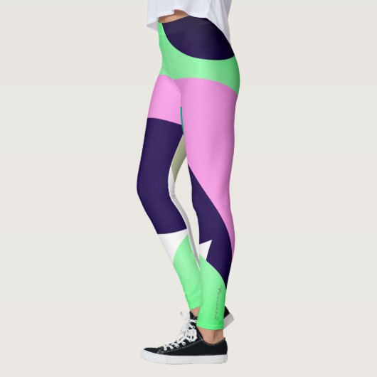 フォーカストパステルターコイズ抽象芸術アートレギンス レギンス (左)