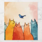 フォーカスモードねこ – 面白い猫の名言アート ワインラベル (シングルラベル)