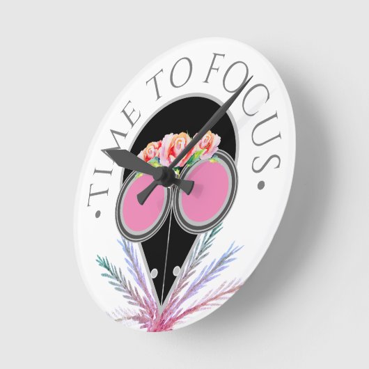 フォーカスリマインダーペスト医師ピンクフローラマスク ラウンド壁時計 (傾斜)