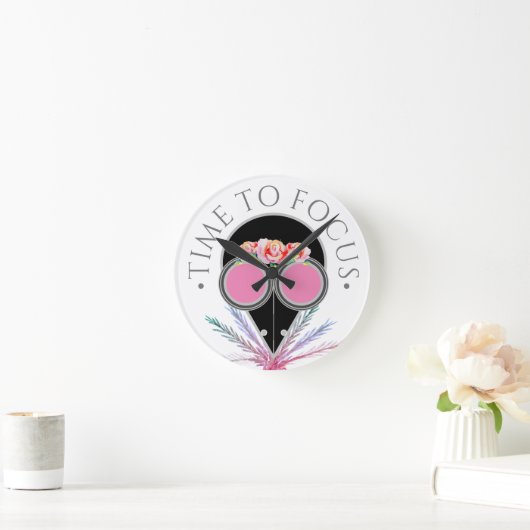 フォーカスリマインダーペスト医師ピンクフローラマスク ラウンド壁時計 (ホーム)