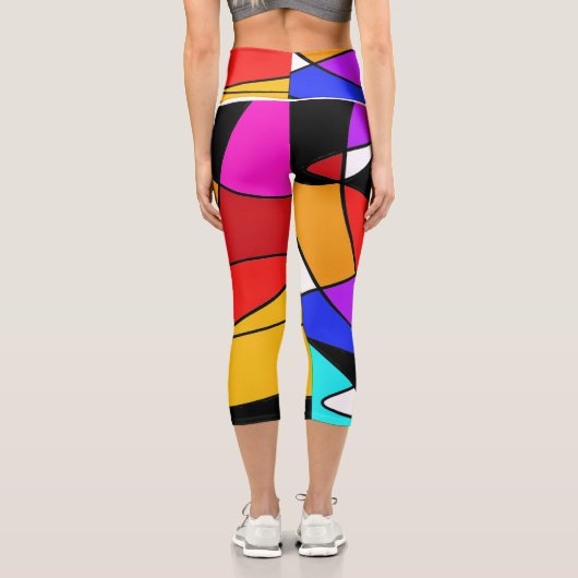 フォーカス抽象芸術カラフル動的デザイン カプリレギンス (裏面)