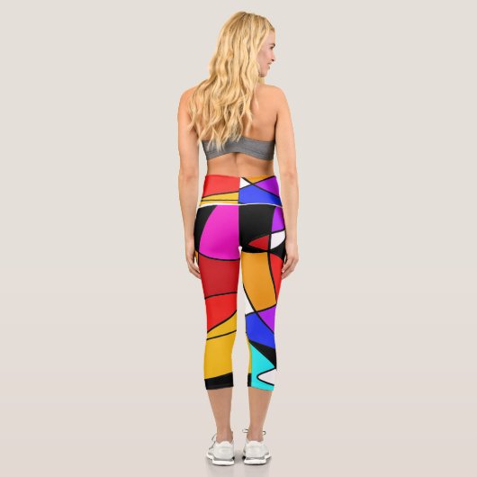 フォーカス抽象芸術カラフル動的デザイン カプリレギンス (裏面)