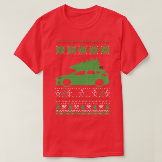 フォーカスST RS 3 MK3クリスマス醜いセータークリスマス Tシャツ (デザイン正面)