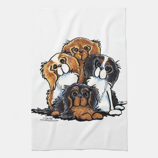 フォーカバリヤキングチャールズスパニエル犬 キッチンタオル (縦)