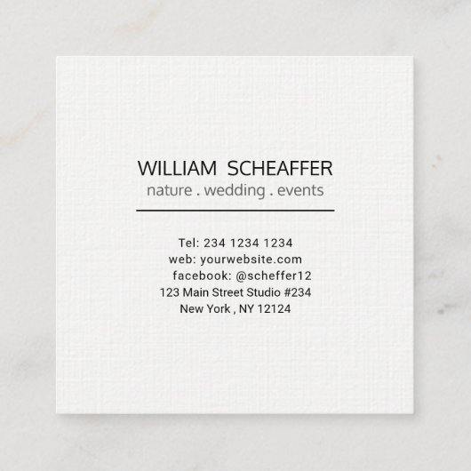 フォーカミニマルス撮影モダンプロフェッショナル スクエア名刺 (裏面)