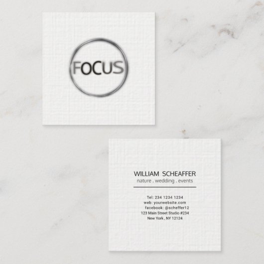 フォーカミニマルス撮影モダンプロフェッショナル スクエア名刺 (正面/裏面)